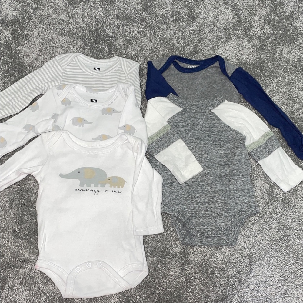 5 Newborn Baby Long Sleeve Clothing Onesie